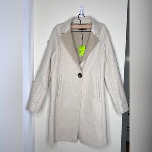 Sam Edelman Cream Coat One-Button Double face Knit Reefer Size S Oatmeal